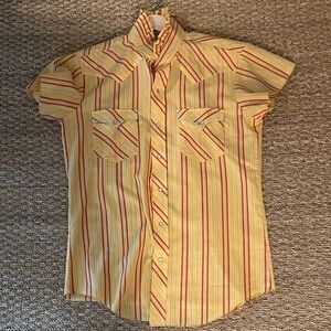 Striped Button Down Shirt - Yellow and Red